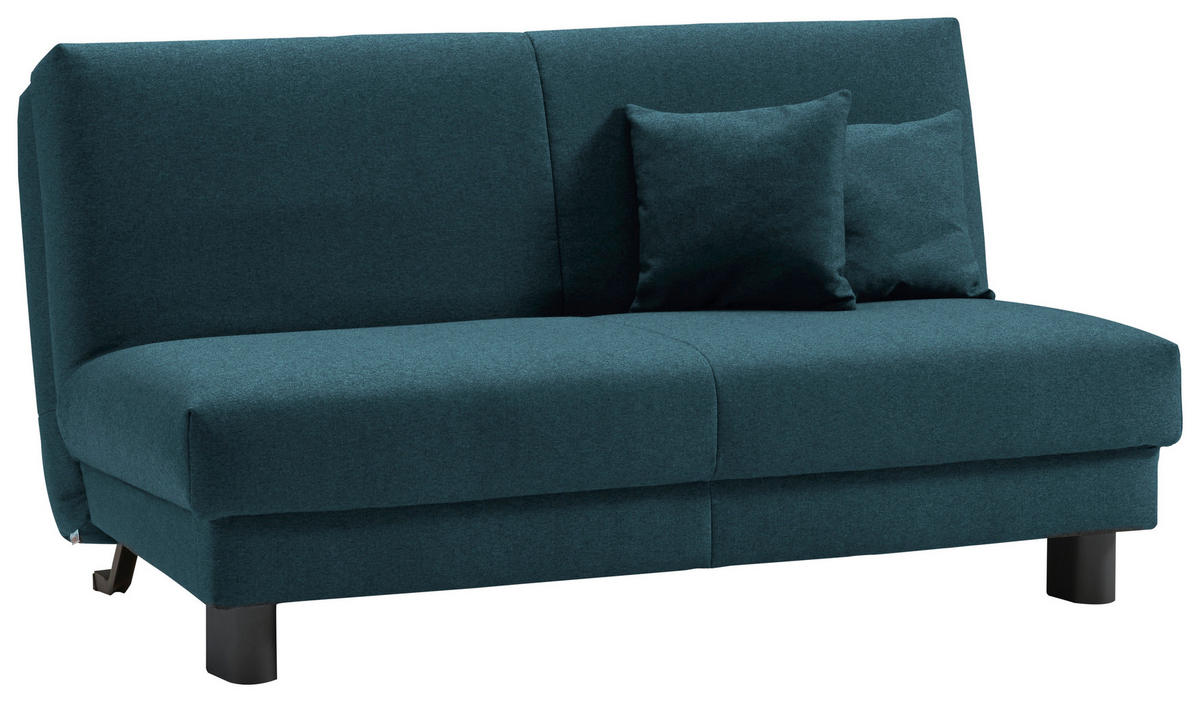 SCHLAFSOFA mit Relaxfunktion Flachgewebe Petrol  - Petrol/Schwarz, Design, Textil/Metall (160/85/100cm) - Carryhome