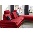 ECKSOFA in Echtleder Rot  308/195 cm  - Rot/Schwarz, Design, Leder/Metall (308/195cm) - Dieter Knoll