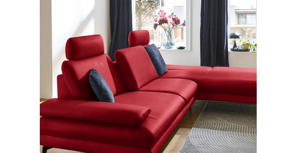 ECKSOFA in Echtleder Rot  308/195 cm  - Rot/Schwarz, Design, Leder/Metall (308/195cm) - Dieter Knoll