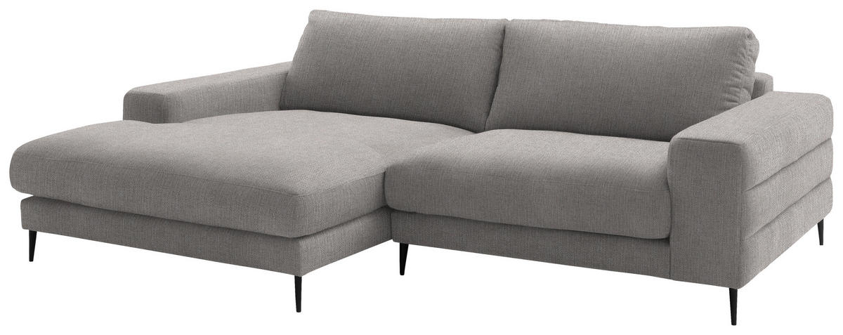 ECKSOFA in Flachgewebe Sandfarben  - Sandfarben/Schwarz, Design, Textil/Metall (177/253cm) - Dieter Knoll