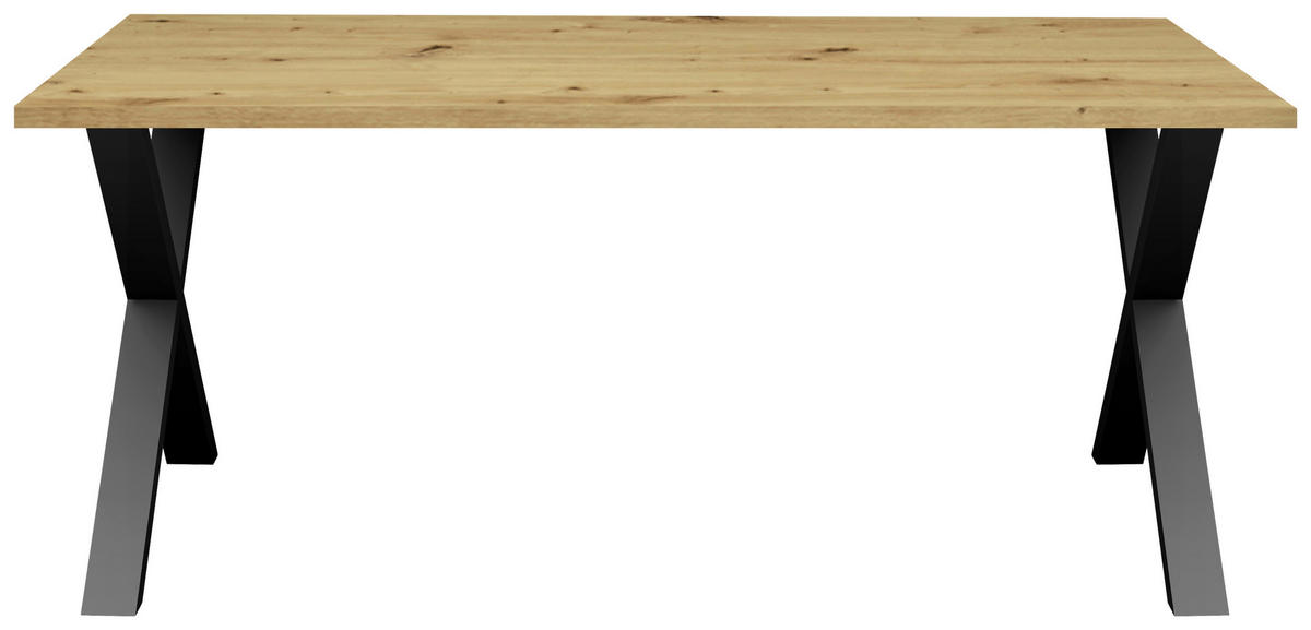 ESSTISCH rechteckig Schwarz, Eichefarben  - Eichefarben/Schwarz, MODERN, Holzwerkstoff/Metall (140/90/78cm) - Livetastic