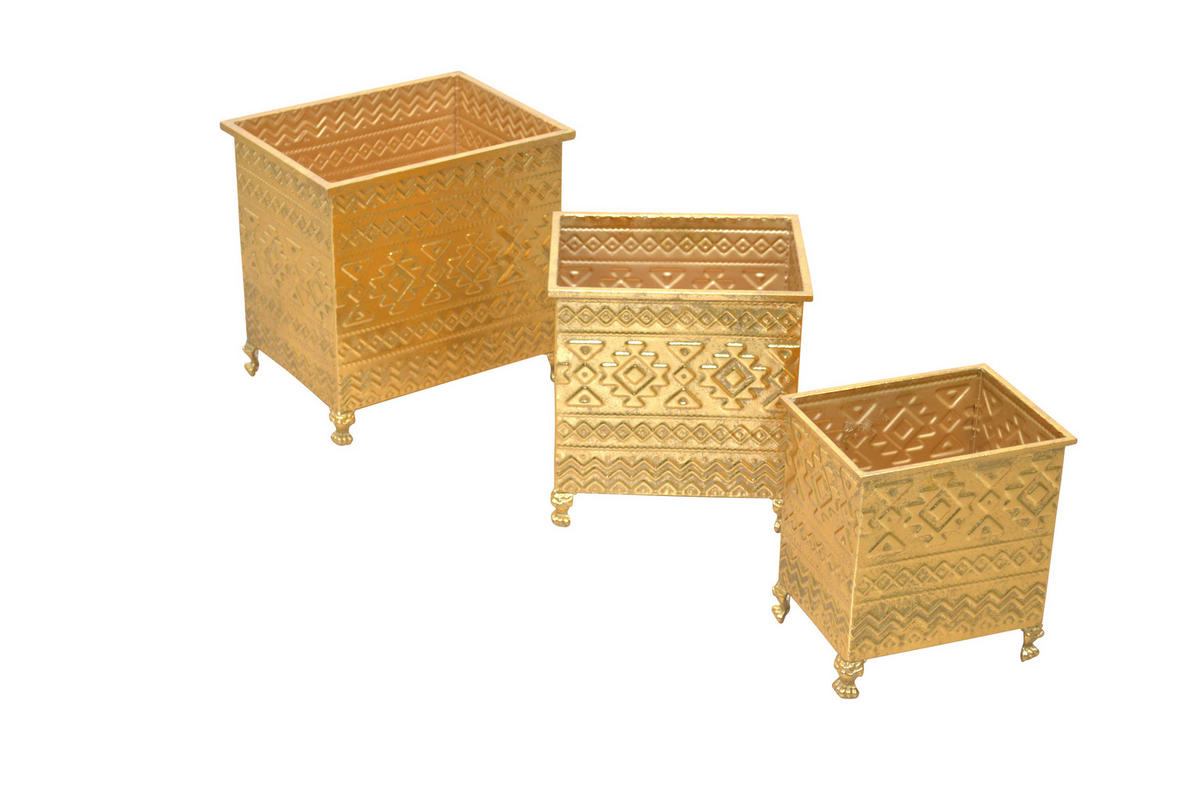 BLUMENSÄULEN-SET Metall  - Goldfarben, Design, Metall (38,5/29/38cm) - Livetastic
