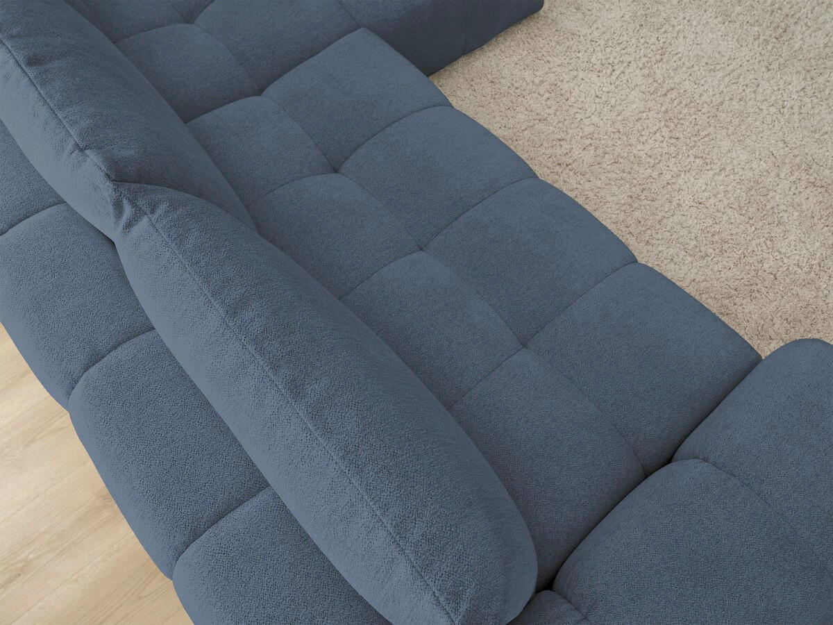 ECKSCHLAFSOFA EVEREST  mit Rücken echt, Armteil links, Armteil rechts Flachgewebe Dunkelblau  - Schwarz/Dunkelblau, MODERN, Kunststoff/Textil (318/180cm) - Livetastic