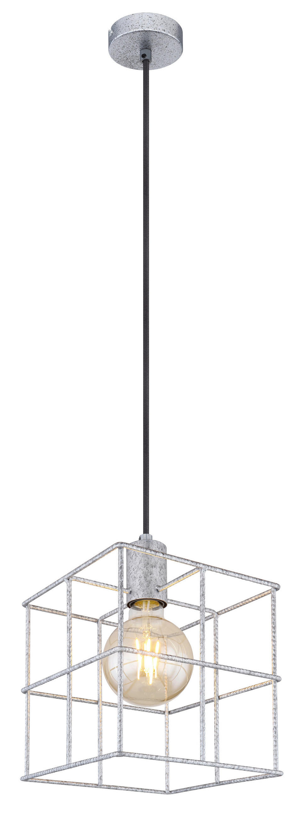 HÄNGLAMPA Merril 20/20/150 cm  - zinkfärgad, Design, metall (20/20/150cm) - Globo