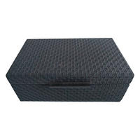 KUTIJA DEKORATIVNA  34/20/12,5 cm    - crna, Design, drvni materijal/koža (34/20/12,5cm) - Ambia Home