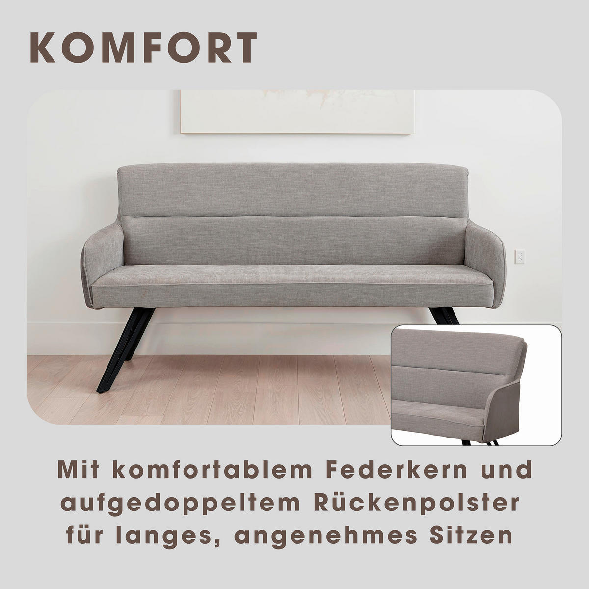 SITZBANK - Hellgrau/Schwarz, MODERN, Textil/Metall (160/94/67cm) - MID.YOU