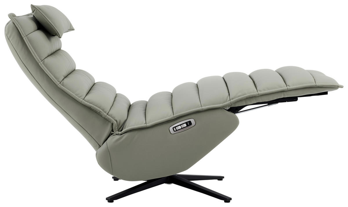 RELAXSESSEL in Metall, Textil, Leder Grau, Schwarz  - Schwarz/Grau, Design, Leder/Textil (68/108/84cm) - Stylife