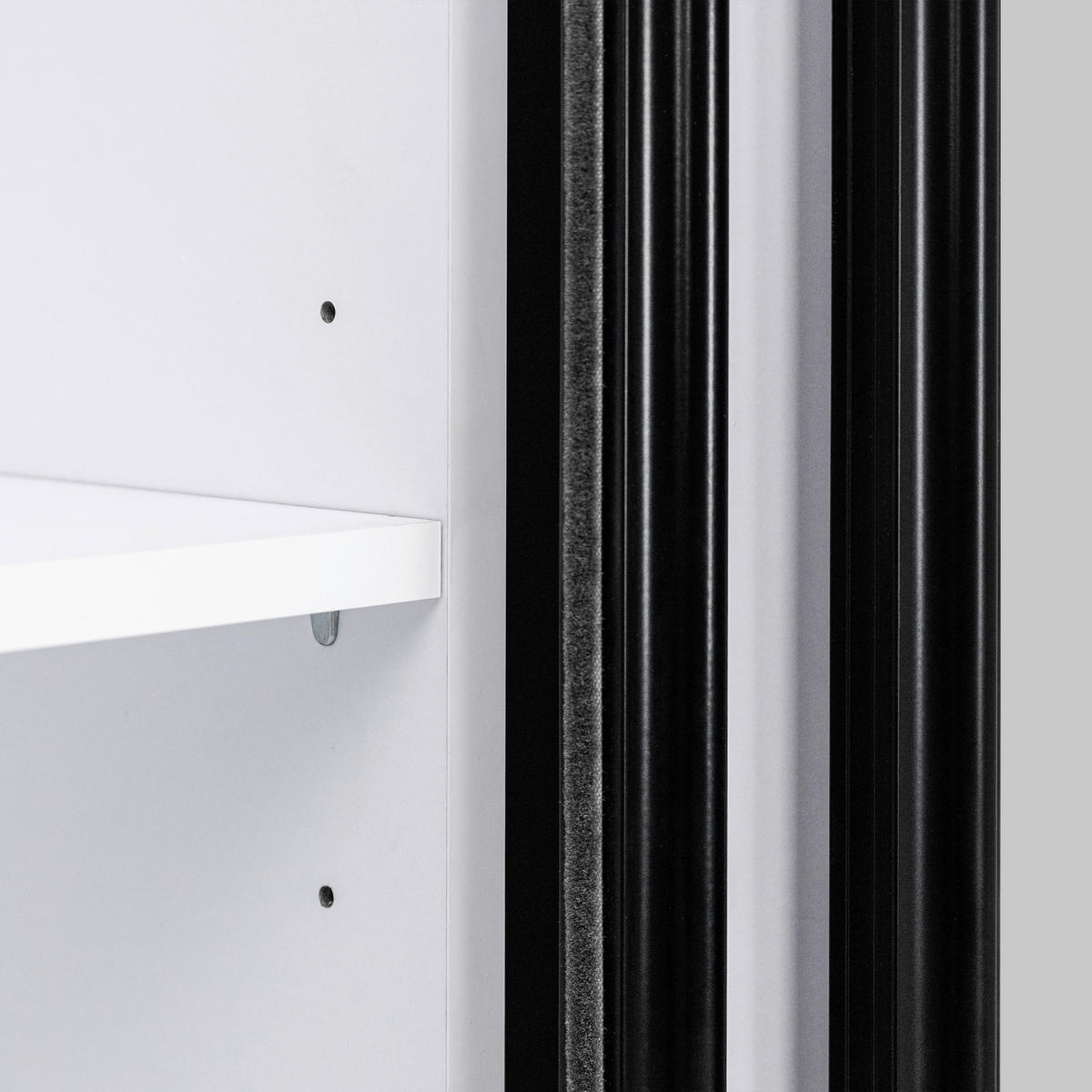 SCHIEBETÜRENSCHRANK 200/215/59,5 cm 3-türig  - Schwarz/Weiß, MODERN, Holzwerkstoff/Metall (200/215/59,5cm) - MID.YOU