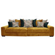 BIGSOFA Velours Gelb  - Wengefarben/Dunkelgrün, LIFESTYLE, Holz/Textil (289/90/115cm) - Carryhome