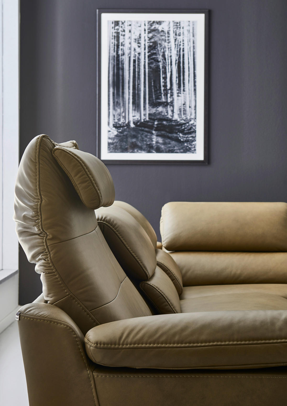ECKSOFA in Echtleder Schlammfarben  - Schlammfarben/Schwarz, Design, Leder/Metall (280/246cm) - Hukla
