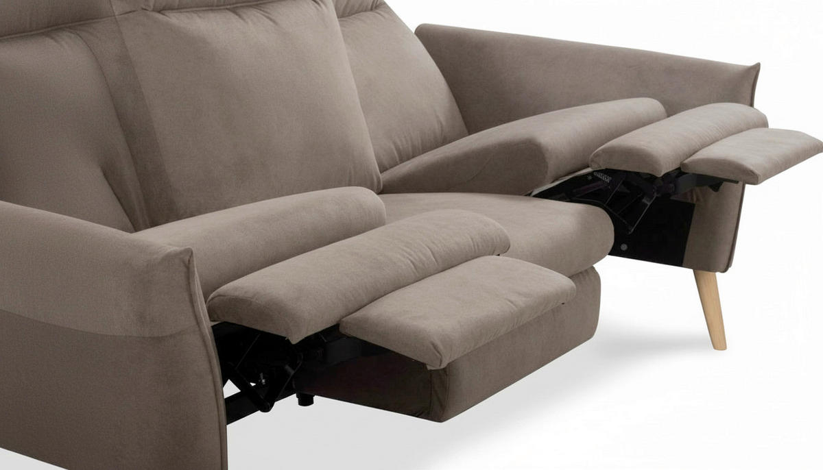 3-SITZER-SOFA  in Mikrofaser Taupe Skandinavisch, Modern  - Taupe/Buchefarben, Design, Holz/Textil (202/110/92cm) - Livetastic
