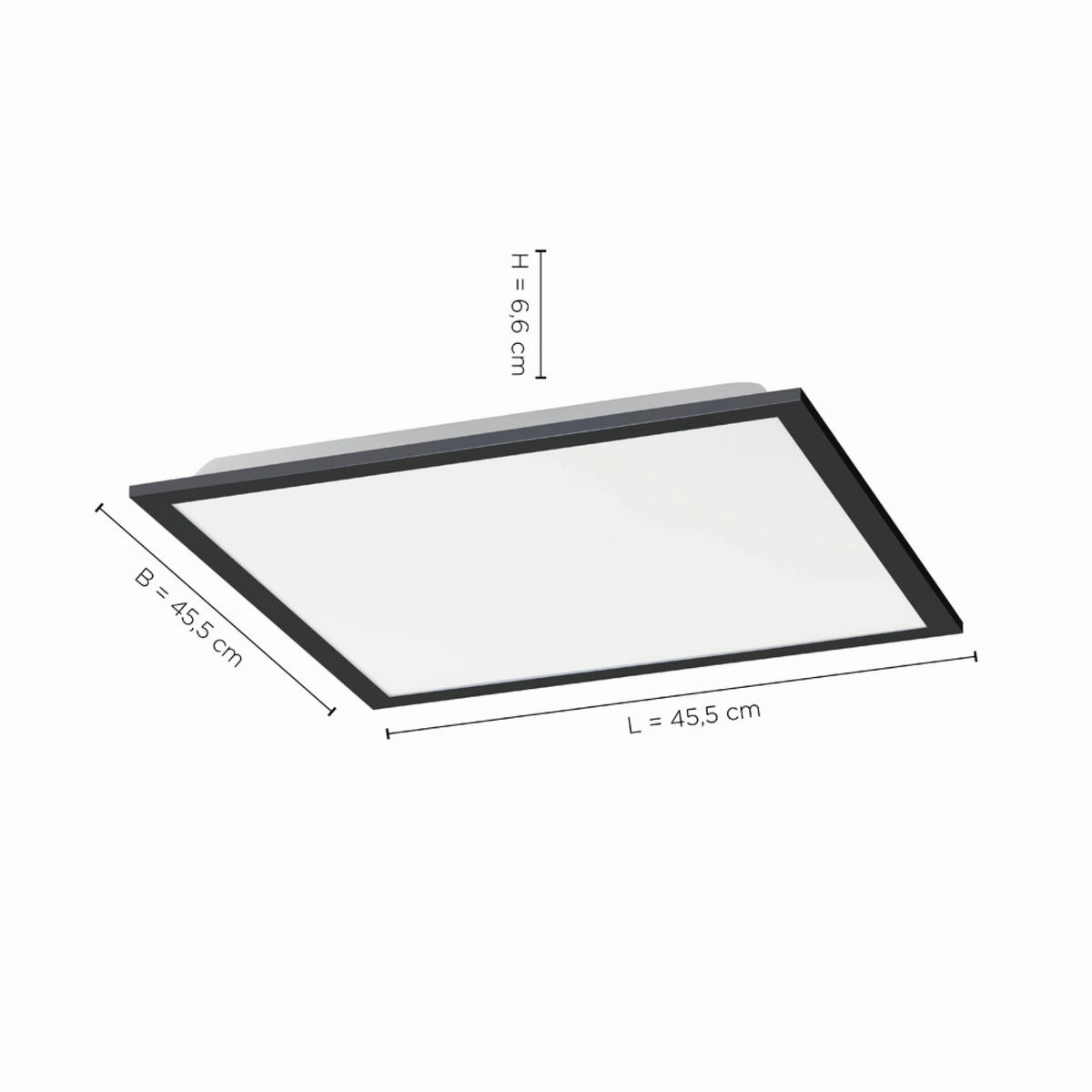 LED-DECKENLEUCHTE 44,5/44,5/7 cm   - Schwarz, Basics, Kunststoff/Metall (44,5/44,5/7cm)