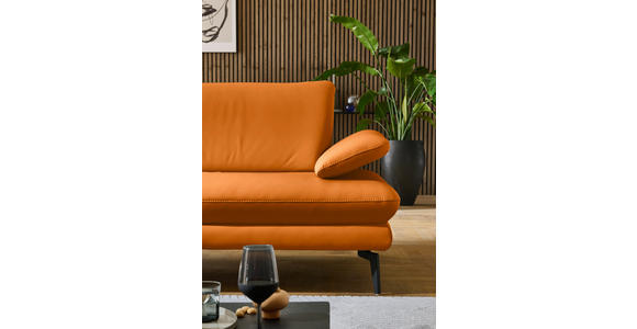 ECKSOFA in Echtleder Orange 195/308 cm - Schwarz/Orange, Design, Leder/Metall (195/308cm) - Dieter Knoll