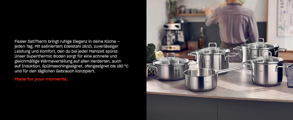KOCHTOPFSET SatiTherm 5-teilig  - Edelstahlfarben, Basics, Metall - Fissler