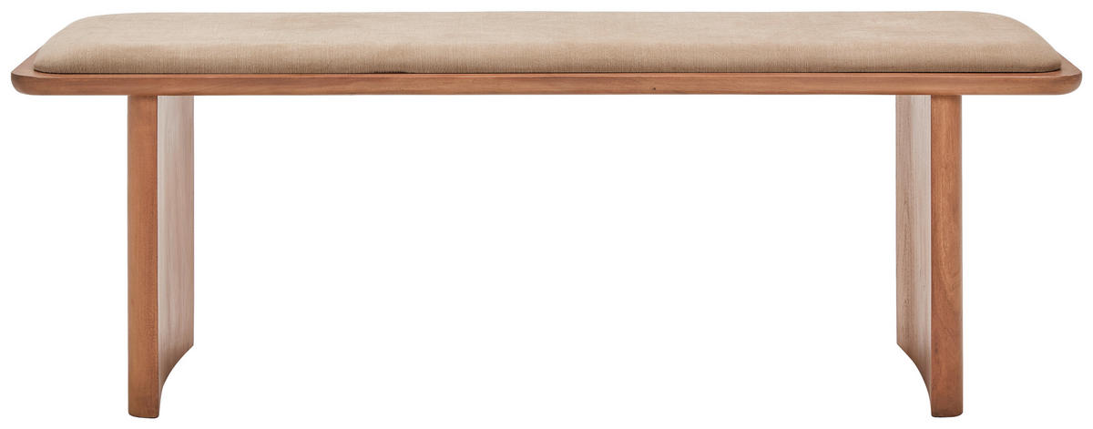 SITZBANK 140/40/45 cm Webstoff Walnussfarben Akazie massiv  - Walnussfarben/Creme, Design, Holz/Textil (140/40/45cm) - Livetastic