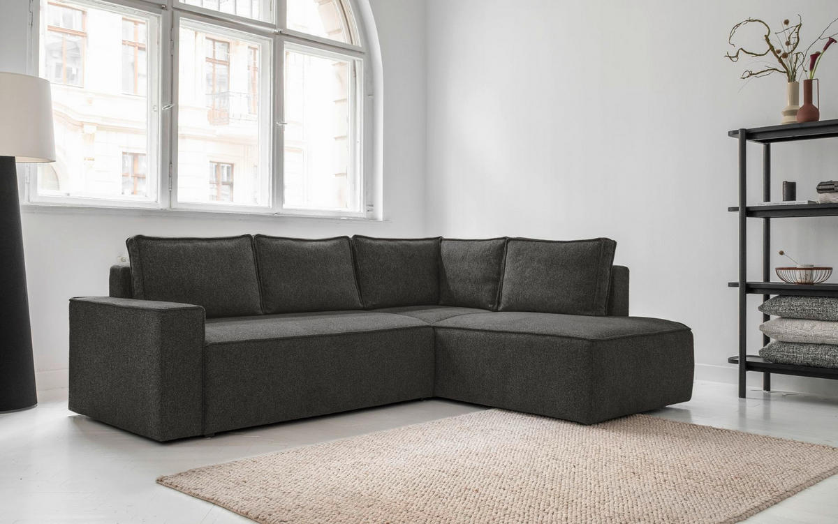 KUTNA GARNITURA tekstil  tamno siva   - bijela/siva, Design, tekstil/plastika (247/194cm) - MID.YOU