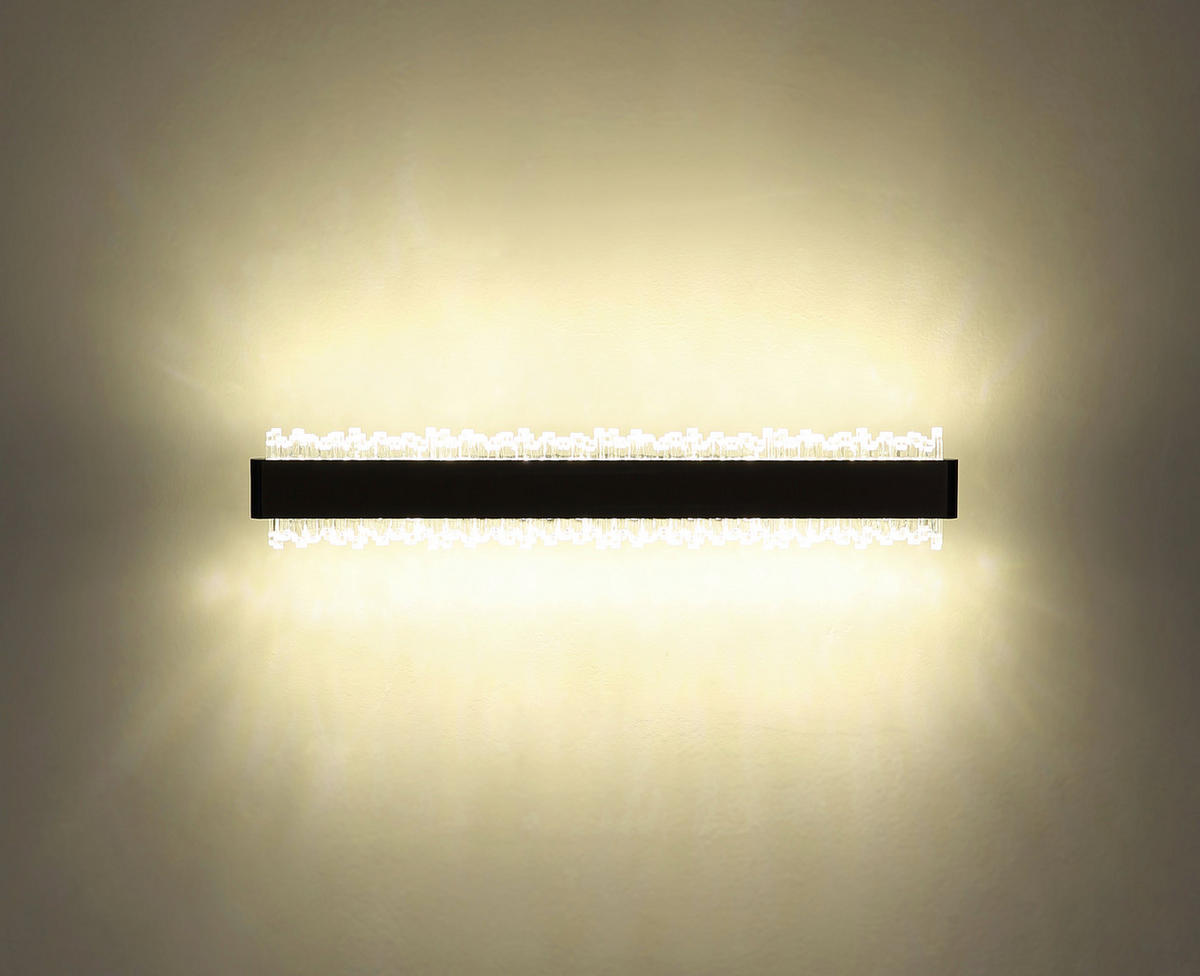 LED-WANDLEUCHTE 48/8/4 cm   - Klar/Schwarz, Design, Kunststoff/Metall (48/8/4cm) - Globo