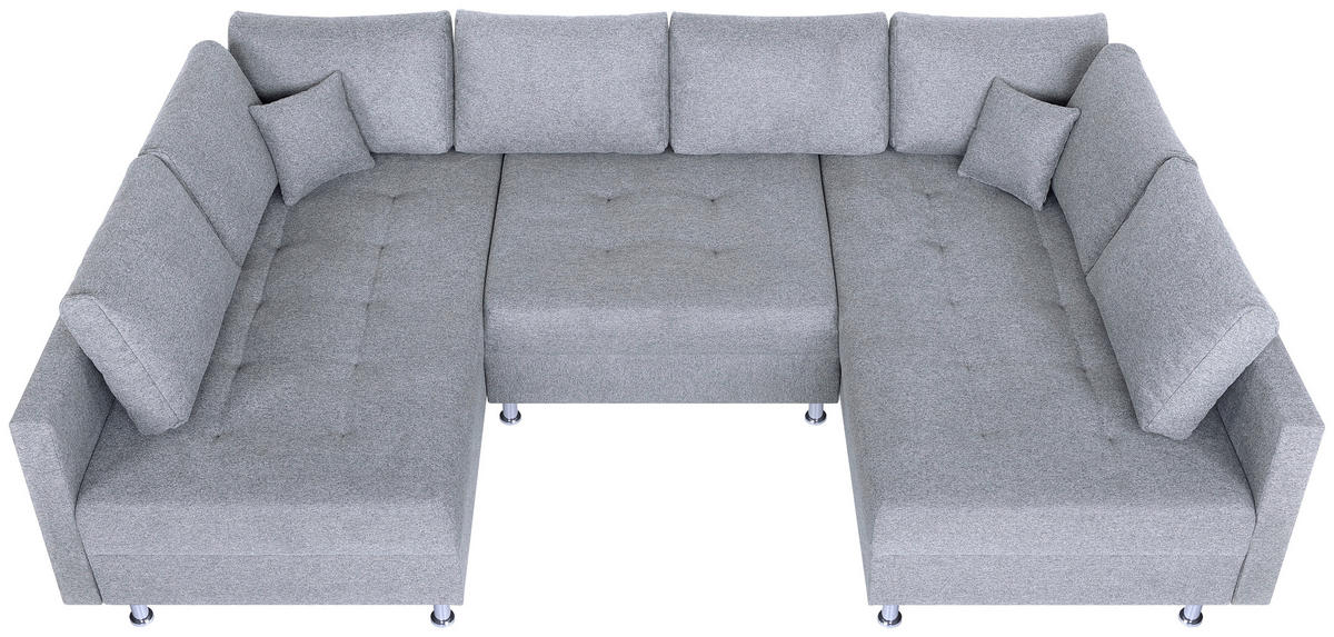 WOHNLANDSCHAFT Silberfarben Webstoff  - Chromfarben/Silberfarben, Design, Textil (192/308/192cm) - P & B