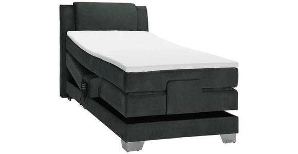 BOXSPRINGBETT 100/200 cm  in Schwarz  - Silberfarben/Schwarz, KONVENTIONELL, Kunststoff/Textil (100/200cm) - Esposa