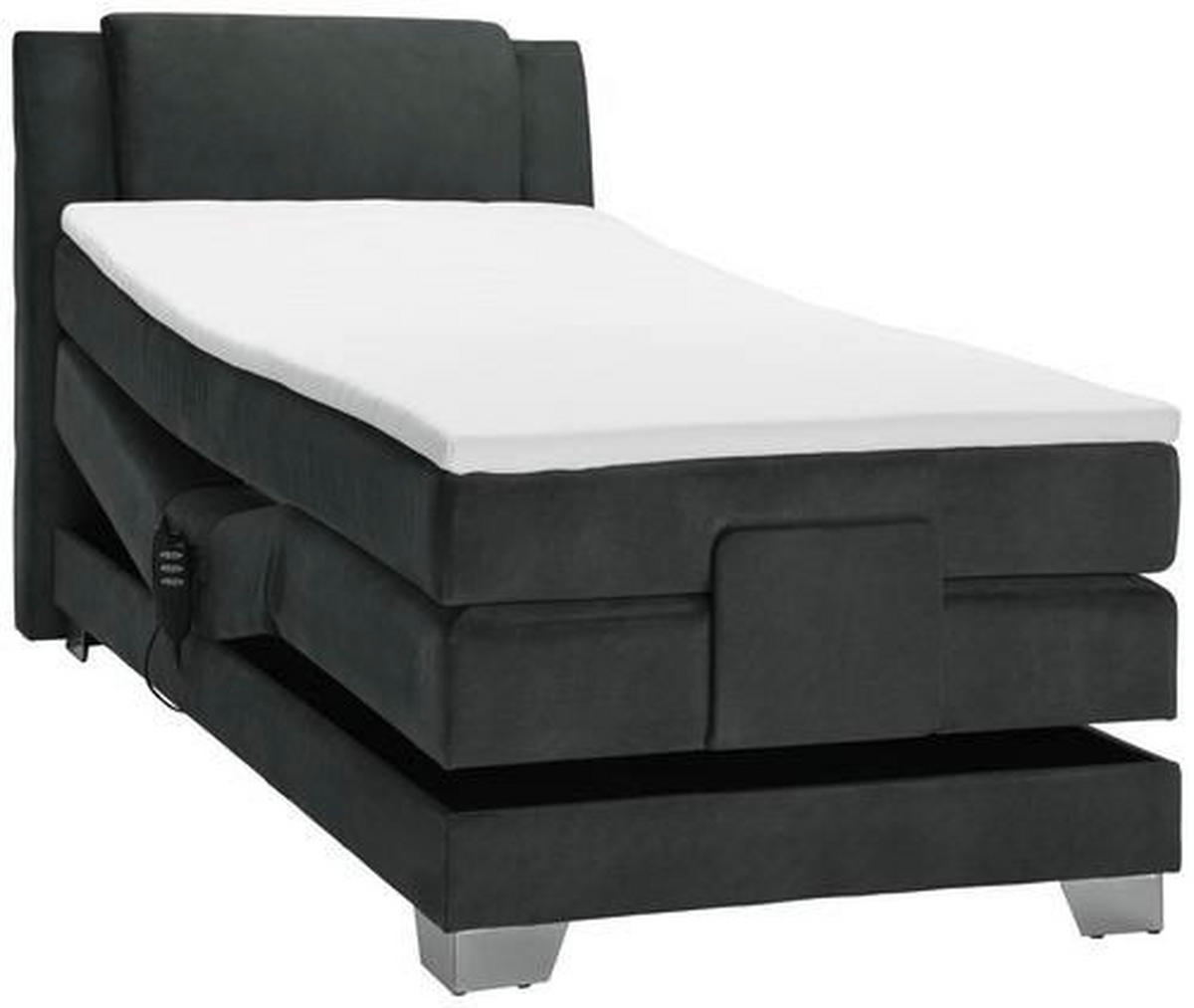 BOXSPRINGBETT 100/200 cm  in Schwarz  - Silberfarben/Schwarz, Konventionell, Kunststoff/Textil (100/200cm) - Esposa