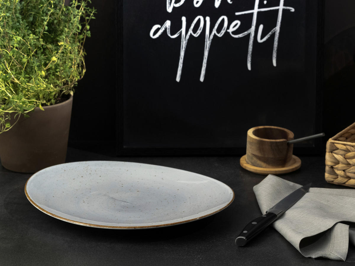 STEAKTELLER Hellgrau Vintage Nature Stein  - Hellgrau, Basics, Keramik - Creatable