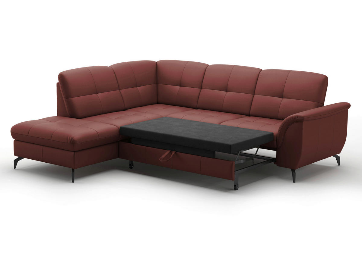 ECKSOFA in Vliesstoff Kombination Echtleder/Stoff Rotbraun  212/244 cm  - Rotbraun/Schwarz, MODERN, Leder/Textil (212/244cm) - Sit & More