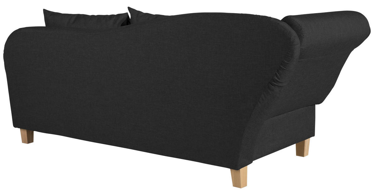 RÉCAMIERE Schwarz Flachgewebe  - Buchefarben/Schwarz, Design, Holz/Textil (190/88/82cm) - Max Winzer