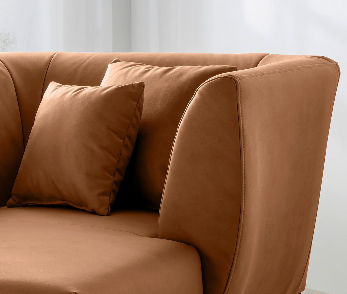 XXL-SESSEL in Lederlook Cognac  - Cognac/Schwarz, Modern, Holz/Textil (108/84/155cm) - Livetastic