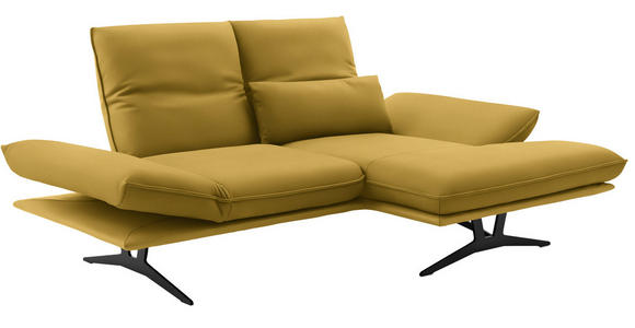 ECKSOFA in Echtleder Gelb 210/130 cm - Gelb/Schwarz, Design, Leder/Metall (210/130cm) - Dieter Knoll