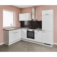 ECKKÜCHE 165/285 cm  in Grau, Weiß Hochglanz  - Edelstahlfarben/Weiß Hochglanz, Design, Holzwerkstoff/Metall (165/285cm) - Pino