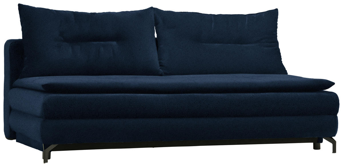 SCHLAFSOFA in Chenille, Plüsch Blau  - Blau/Schwarz, MODERN, Textil/Metall (208/73/92/102cm) - Novel