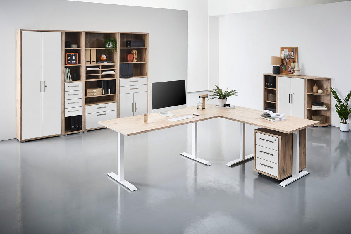 AKTENREGAL 79,7/210,4/39,5 cm  - Weiss/Silberfarben, Konventionell, Holzwerkstoff/Kunststoff (79,7/210,4/39,5cm) - Voleo