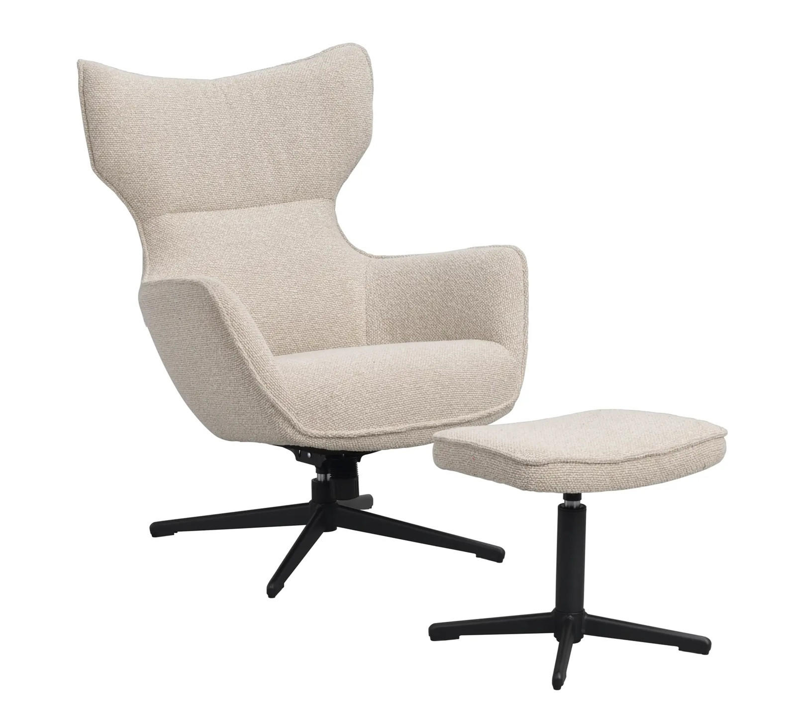 FÅTÖLJ MED FOTPALL i metall, textil beige  - beige, Modern, metall/textil (73/100/85cm) - Rowico