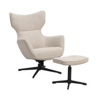 FÅTÖLJ MED FOTPALL i metall, textil beige  - beige, Modern, metall/textil (73/100/85cm) - Rowico