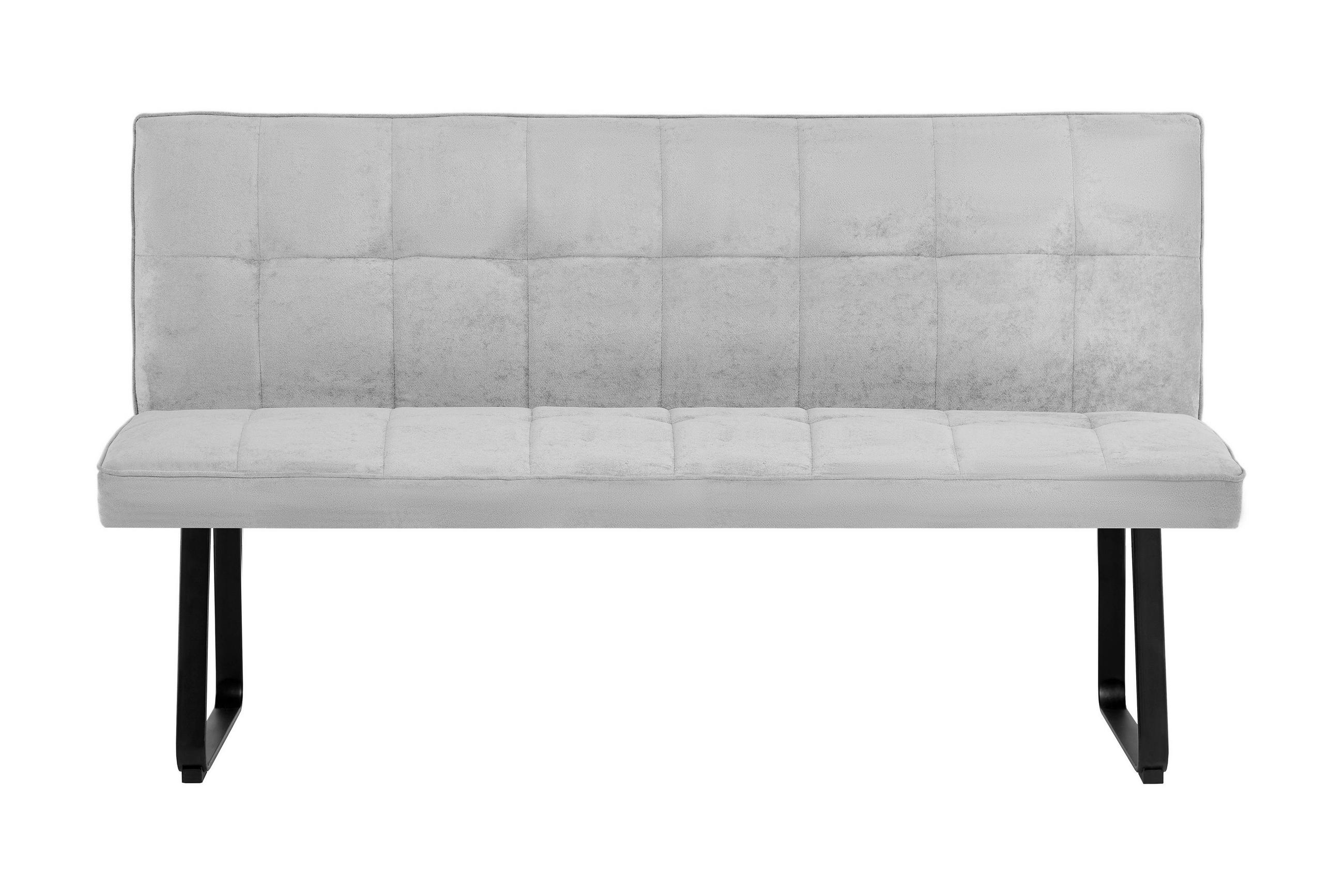 SITZBANK in Metall, Textil Hellgrau  - Hellgrau/Schwarz, MODERN, Textil/Metall (160/92/58cm) - MID.YOU