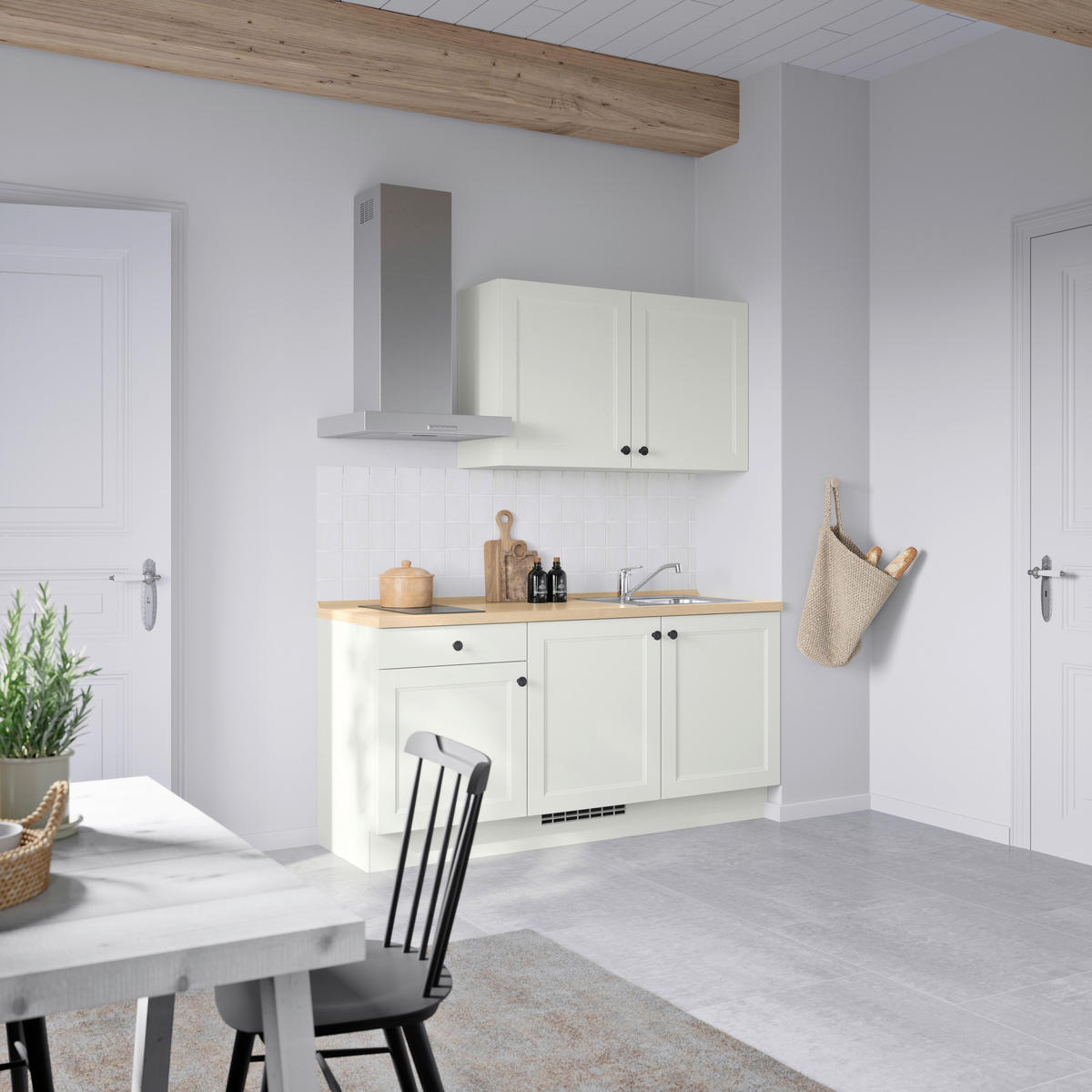 KÜCHENBLOCK Cascada 180 cm  in Weiß, Eichefarben  - Eichefarben/Schwarz, MODERN, Holzwerkstoff/Metall (180cm) - Nobilia