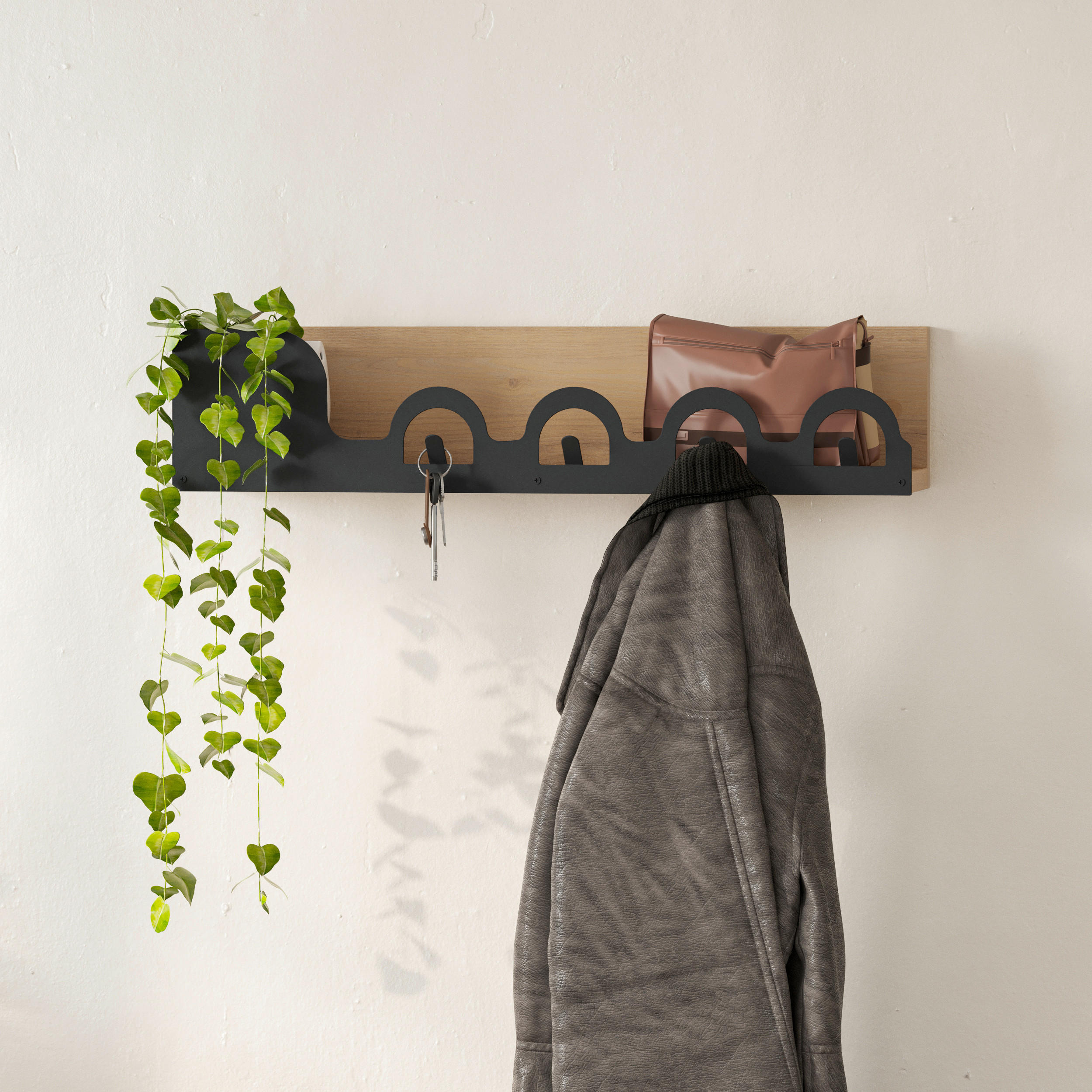 WANDGARDEROBE  in Eiche dunkel  - Eiche dunkel, Design, Holzwerkstoff/Metall (63/14/14cm) - Livetastic