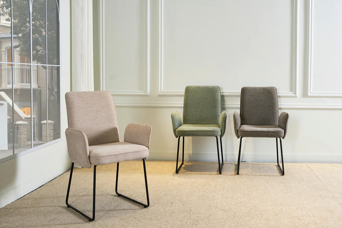 ARMLEHNSTUHL  Stoffauswahl Webstoff  - Schwarz/Hellgrün, Design, Textil/Metall (60/92/66cm) - Stylife