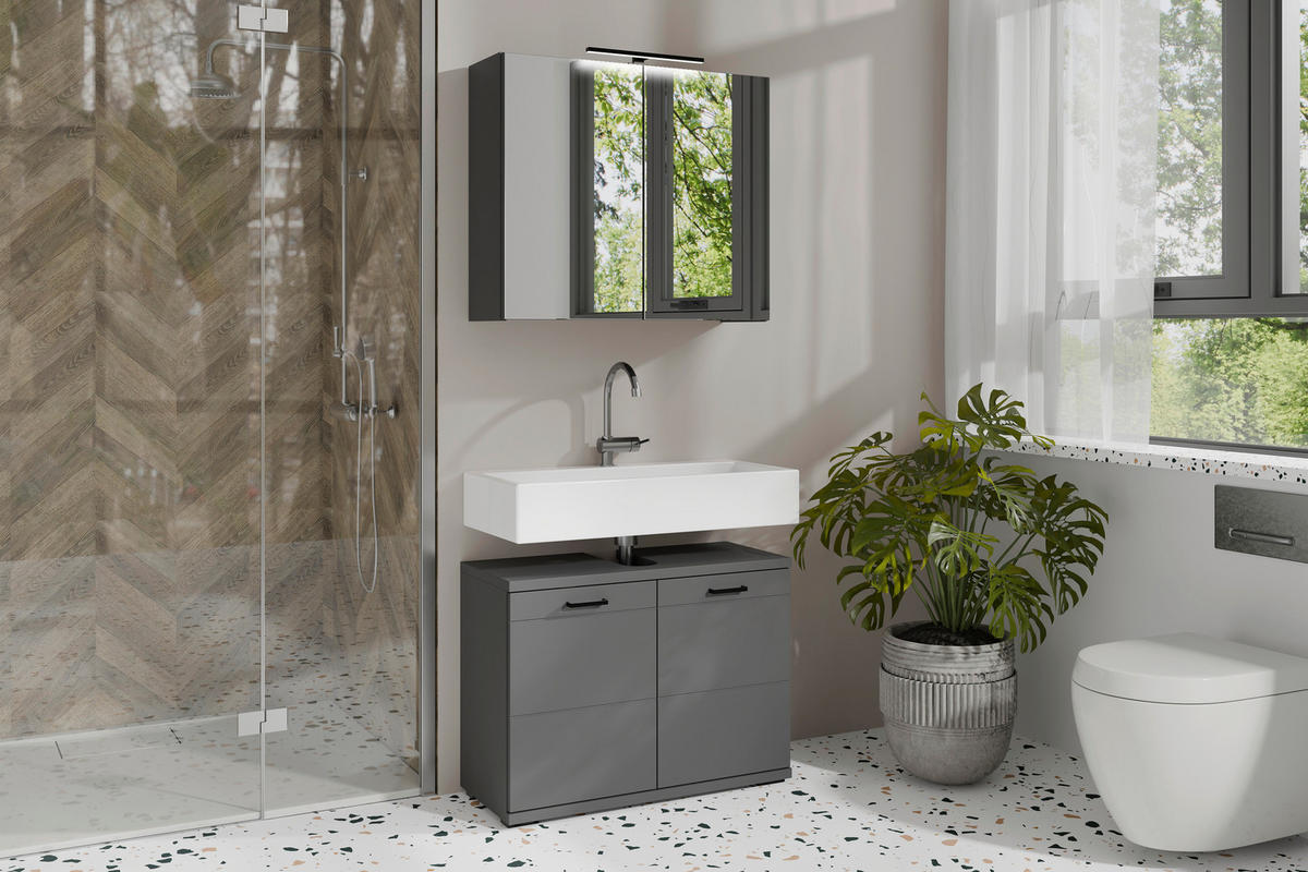 SPIEGELSCHRANK 40/60/20 cm  - Anthrazit, MODERN, Glas/Holzwerkstoff (40/60/20cm) - MID.YOU