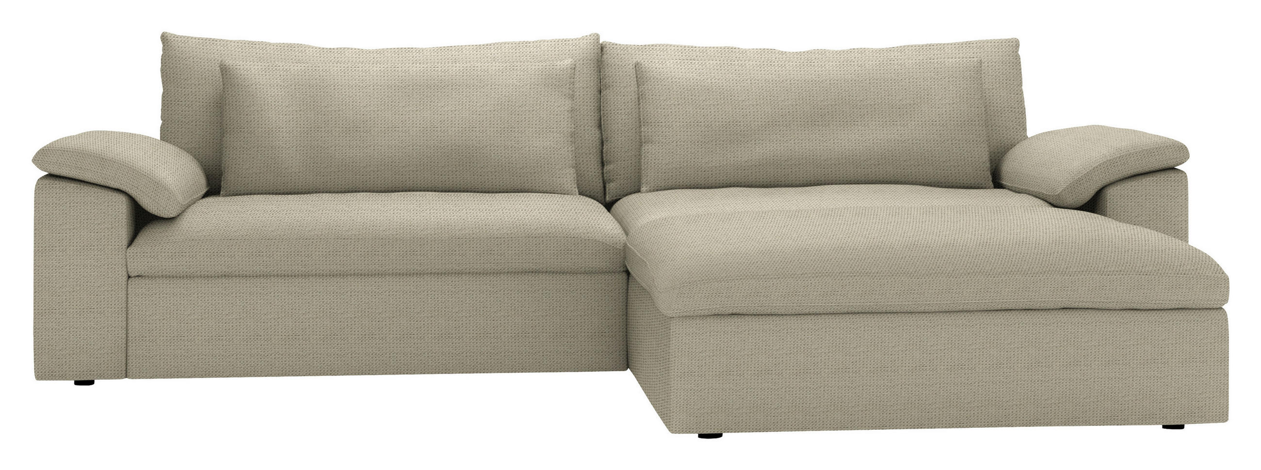 ECKSOFA  Chenille Beige  - Beige/Schwarz, Modern, Kunststoff/Textil (306/198cm) - Carryhome