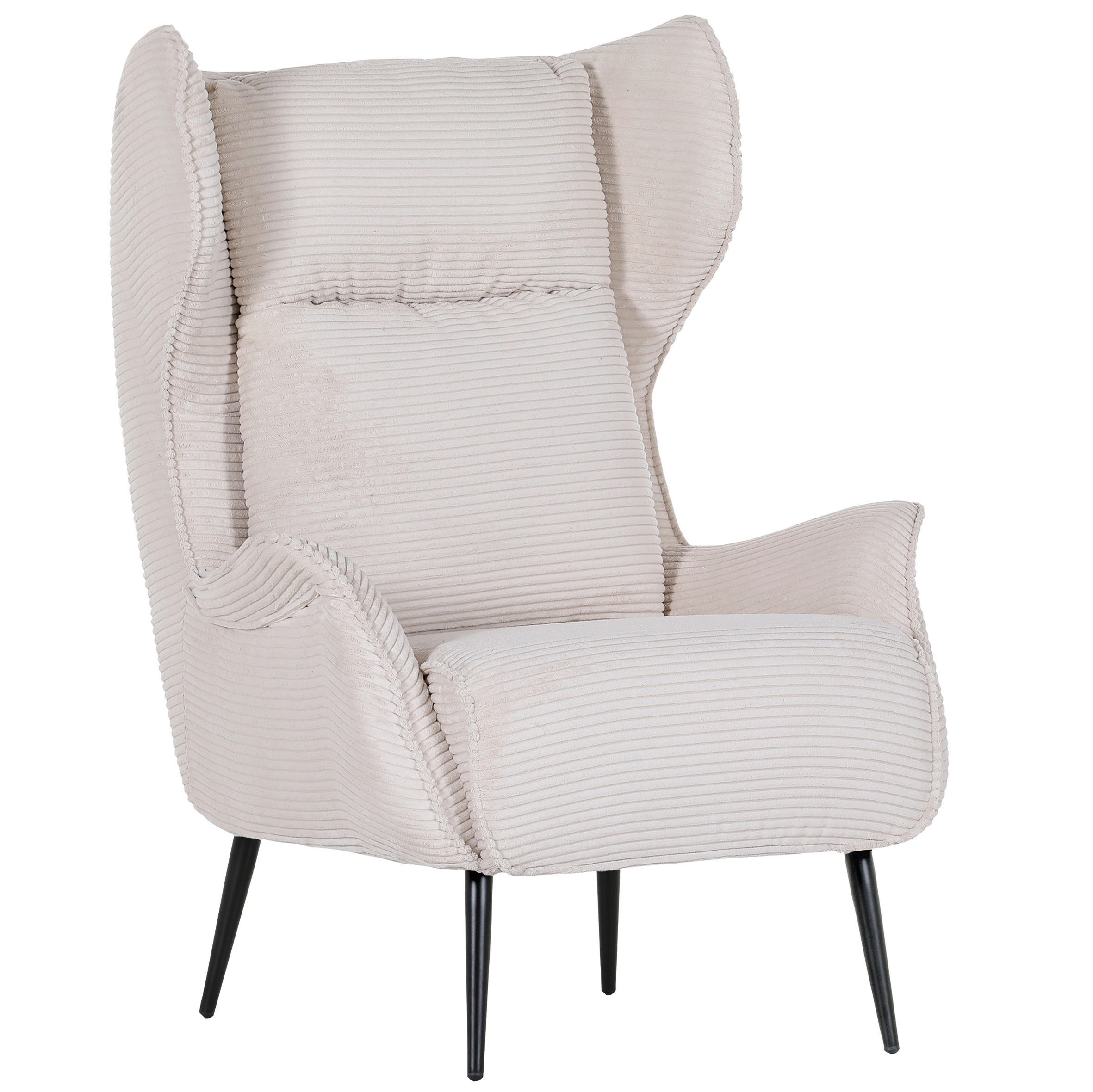 OHRENSESSEL in Cord Beige  - Beige/Schwarz, Design, Textil/Metall (83/106/89cm) - Landscape