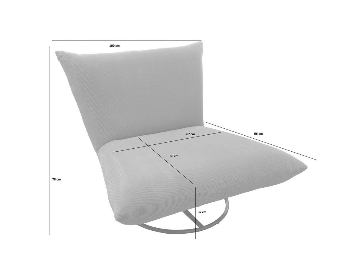 RELAXSESSEL in Textil Anthrazit  - Anthrazit/Schwarz, Design, Textil/Metall (100/78/96cm) - Livetastic