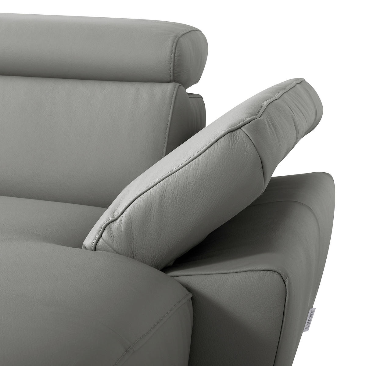 ECKSOFA SONO Anthrazit Echtleder Lederlook Armteilverstellung, Kopfteilverstellung  - Chromfarben/Anthrazit, Design, Leder/Textil (252/179cm) - Livetastic