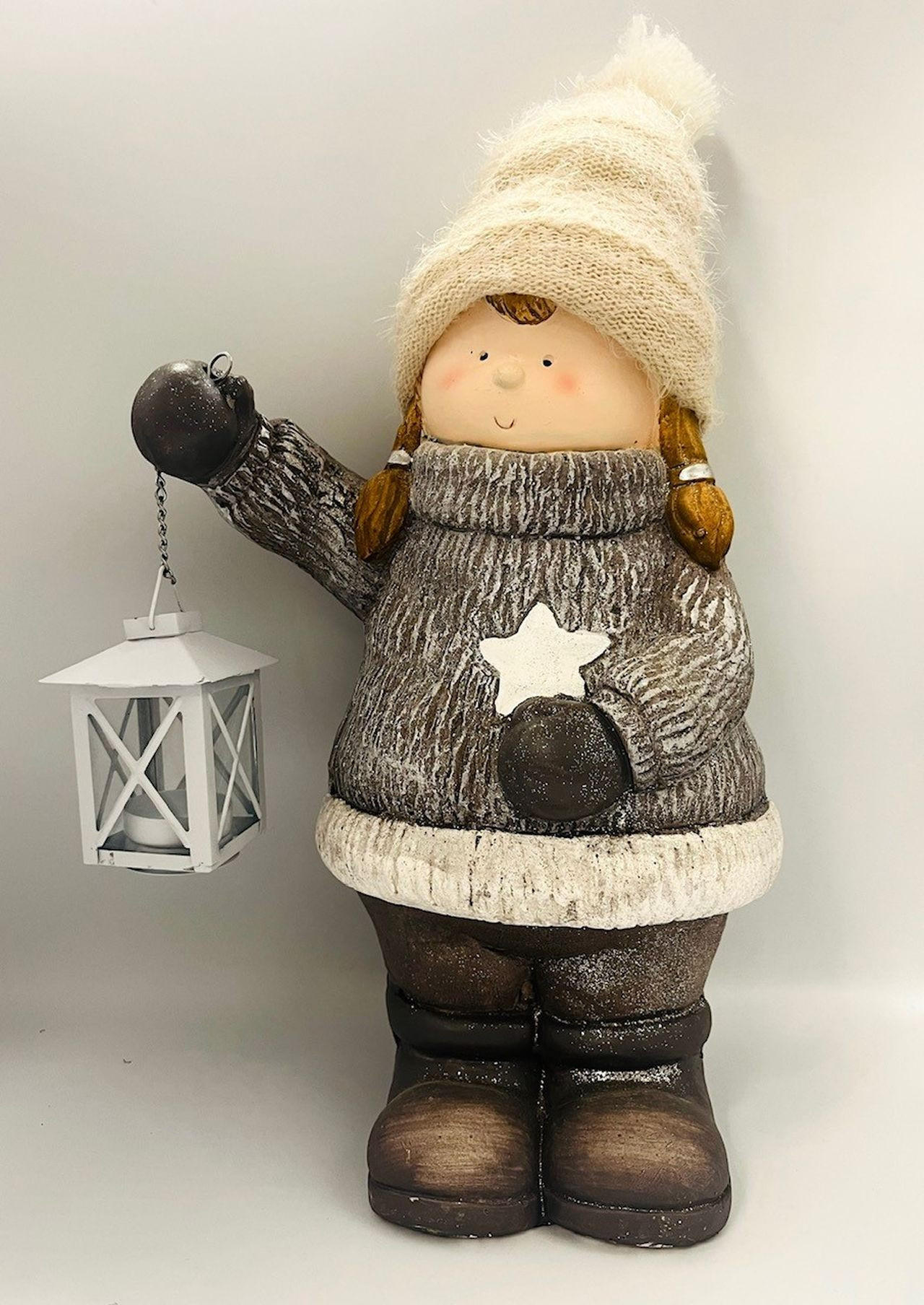 DEKOFIGUR KIND  - Braun/Weiß, LIFESTYLE, Textil/Stein (24/39,5/19cm) - X-Mas