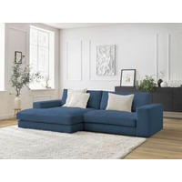 ECKSOFA  LEONARD Dunkelblau Cord  - Schwarz/Dunkelblau, MODERN, Kunststoff/Textil (159/274cm)