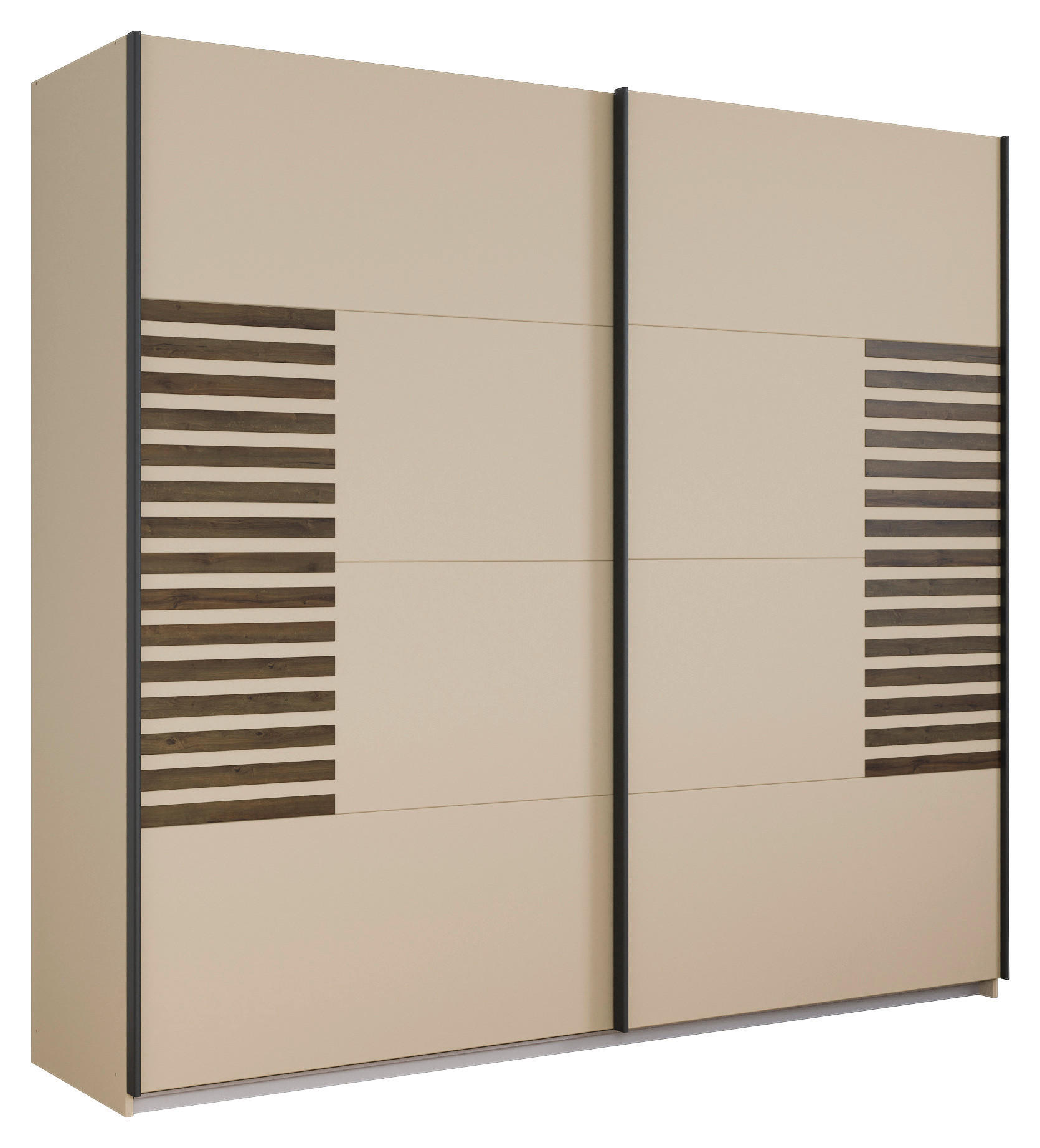 SCHWEBETÜRENSCHRANK in Champagner, Eiche dunkel - Eiche dunkel/Champagner, Modern, Holzwerkstoff/Metall (226/210/62cm) - Rauch Möbel