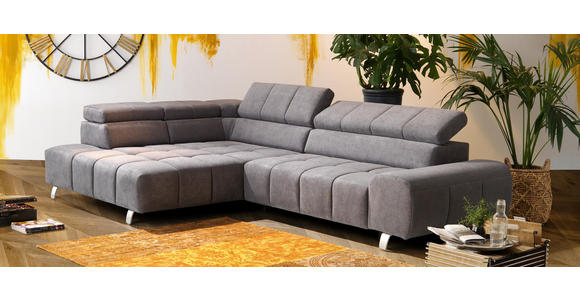 ECKSOFA in Webstoff Dunkelgrau  - Dunkelgrau/Silberfarben, Design, Textil/Metall (201/295cm) - Hom`in