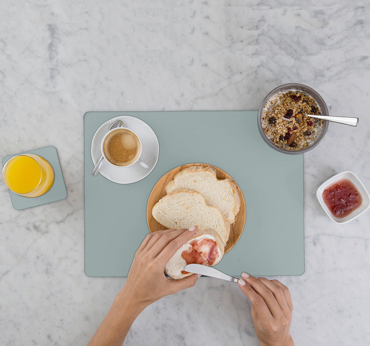GLASUNTERSETZER  - Pastellgrün, Basics, Leder (10/10/0.2cm)