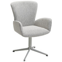 ARMLEHNSTUHL  in Eisen Jacquard, Flachgewebe  - Greige/Grau, Design, Textil/Metall (63/92/63cm) - Valdera