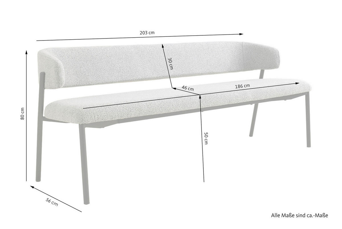 SITZBANK in Metall, Textil Grau  - Schwarz/Grau, MODERN, Textil/Metall (203/80/56cm) - Schöner Wohnen